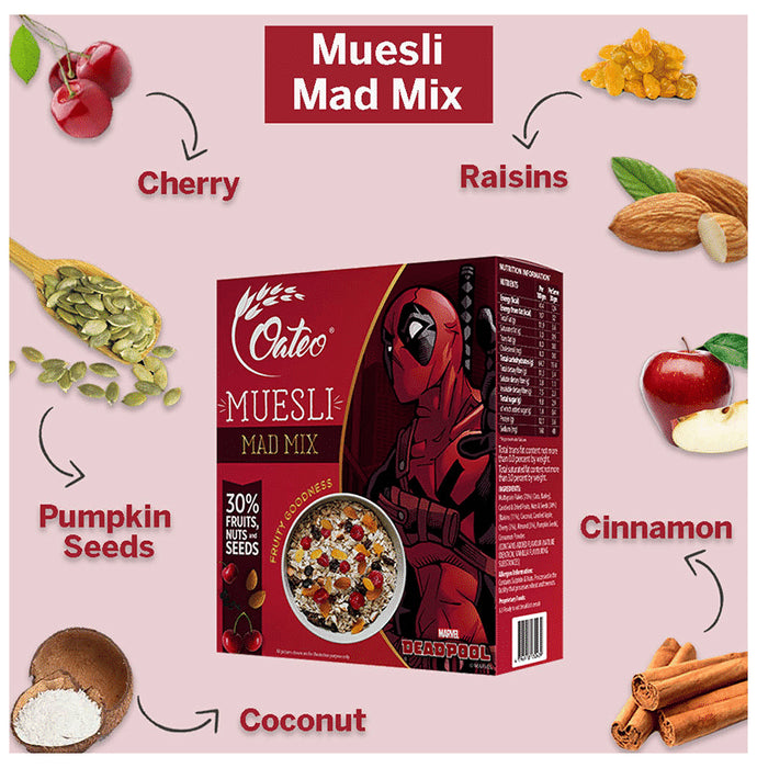 Oateo Combo Pack of Muesli Topical Mix & Muesli Mad Mix (400gm Each)