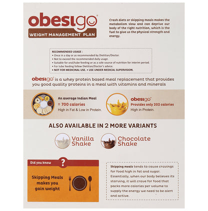 Obesigo Whey Protein | With Garcinia, Vitamins & Minerals for Weight Management | Flavour Mango Shake Sachet