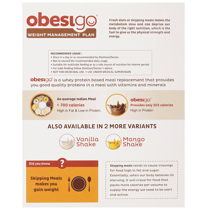 Obesigo Whey Protein 50gm Sachet Chocolate Shake