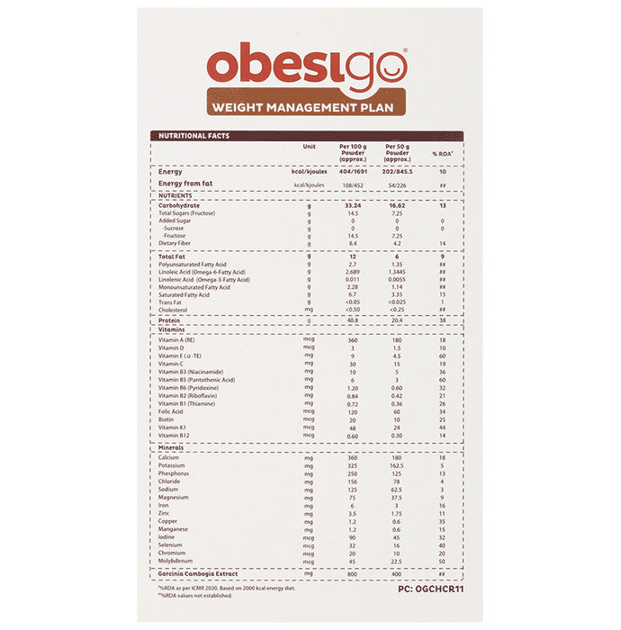 Obesigo Whey Protein 50gm Sachet Chocolate Shake