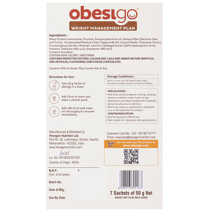 Obesigo Whey Protein 50gm Sachet Chocolate Shake