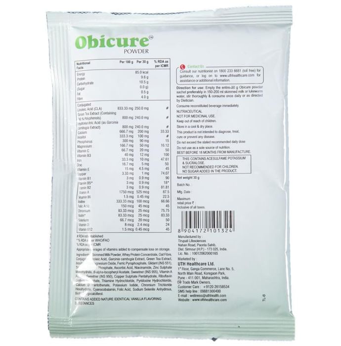 Obicure Whey Protein with CLA, Multivitamins & Minerals | Flavour Powder