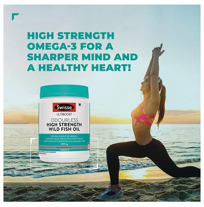 Swisse Ultiboost Odourless High Strength Wild Fish Oil Capsule with 1500mg Omega 3 | For Heart, Brain, Eye & Joint Health