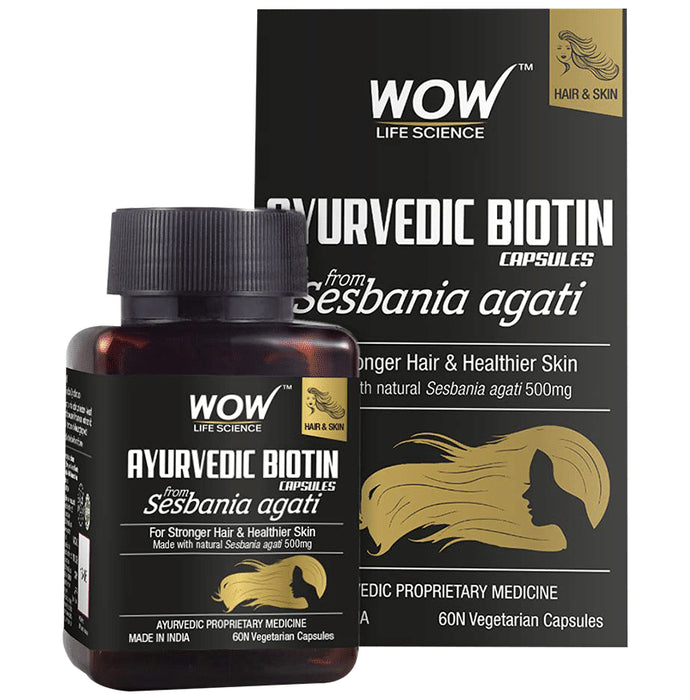 WOW Life Science Ayurvedic Biotin Vegetarian Capsule - Classic Derma