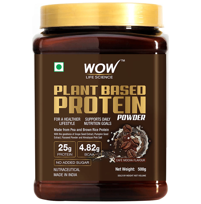 WOW Life Science Plant-Based Protein Powder Chocolate | Nutrition Support Powder Cafe Mocha - Classic Derma