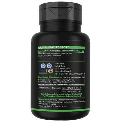 Omni Ayurveda Wheat Grass Crested Capsule (60 Each)
