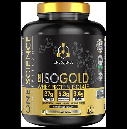 One Science Nutrition 100% Iso Gold Whey Protein Isolate Powder Vanilla Swirl - Classic Derma