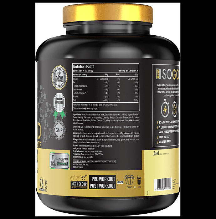 One Science Nutrition 100% Iso Gold Whey Protein Isolate Powder Vanilla Swirl