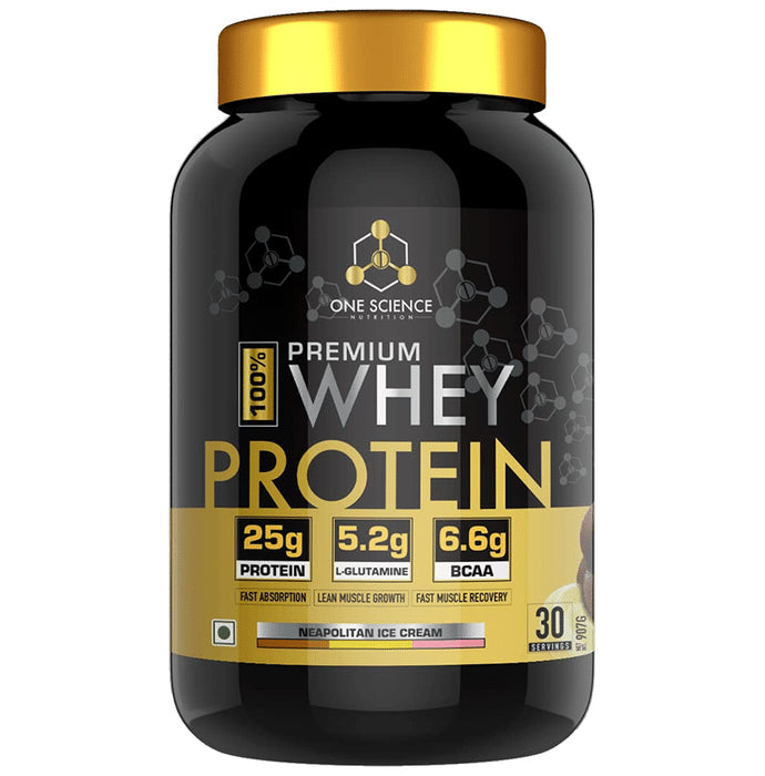 One Science Nutrition 100% Premium Whey Protein Powder Neapolitan Ice Cream - Classic Derma