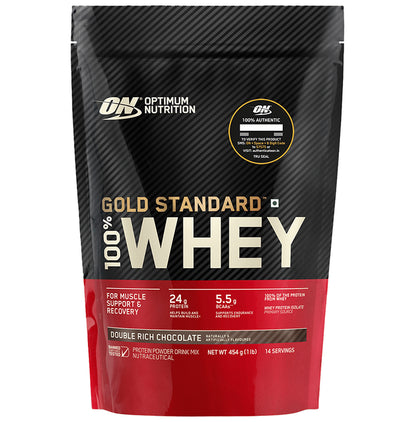 Optimum Nutrition (ON) Gold Standard 100% Whey Protein | For Muscle Recovery | No Added Sugar | Flavour Powder Double Rich Chocolate - Classic Derma