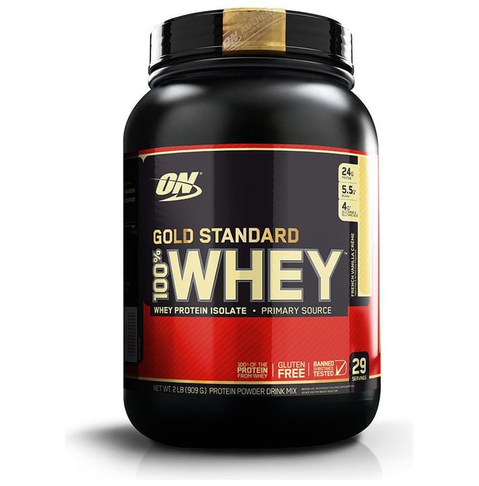 Optimum Nutrition (ON) Gold Standard 100% Whey Protein | For Muscle Recovery | No Added Sugar | Flavour Powder French Vanilla Creme - Classic Derma