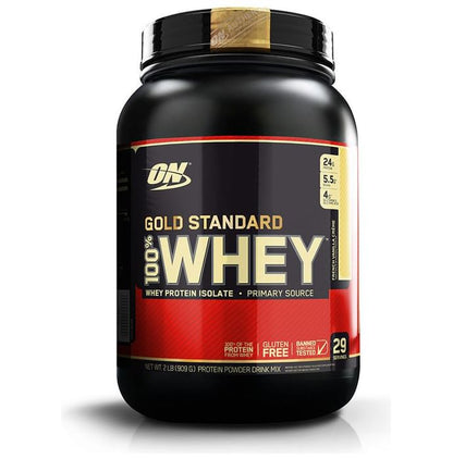 Optimum Nutrition (ON) Gold Standard 100% Whey Protein | For Muscle Recovery | No Added Sugar | Flavour Powder French Vanilla Creme - Classic Derma