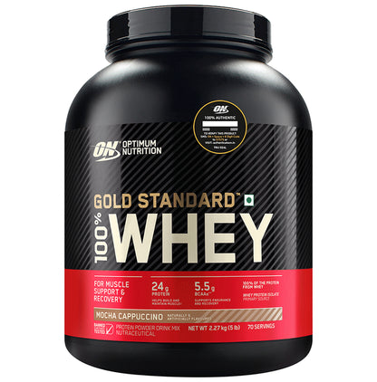 Optimum Nutrition (ON) Gold Standard 100% Whey Protein | For Muscle Recovery | No Added Sugar | Flavour Powder Mocha Cappuccino - Classic Derma