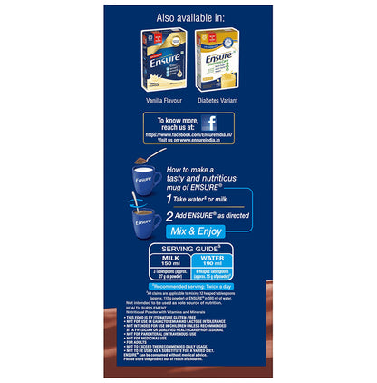 Ensure Powder Complete Balanced Drink for Adults | For Strength, Immunity & Energy | With Essential Vitamins | Nutrition Formula Chocolate