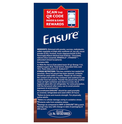 Ensure Powder Complete Balanced Drink for Adults | For Strength, Immunity & Energy | With Essential Vitamins | Nutrition Formula Chocolate
