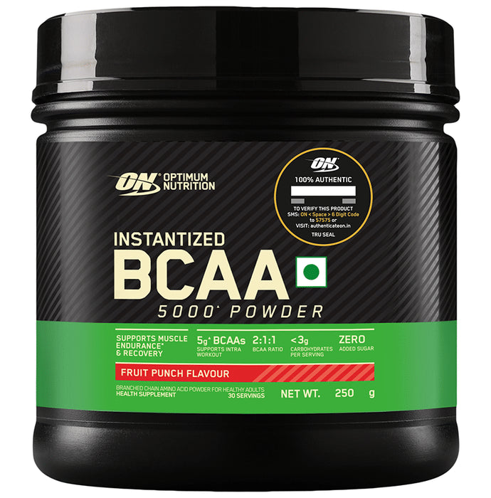 Optimum Nutrition (ON) Instantized BCAA 5000 Powder Fruit Punch - Classic Derma