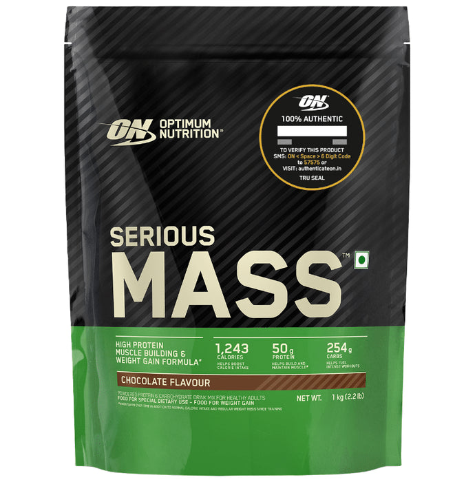 Optimum Nutrition (ON) Serious Mass High Protein for Weight Gain & Muscle Building | Flavour Powder Chocolate - Classic Derma