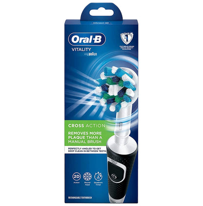 Oral-B Vitality 100 Braun Cross Action Electric Rechargeable Toothbrush Black - Classic Derma