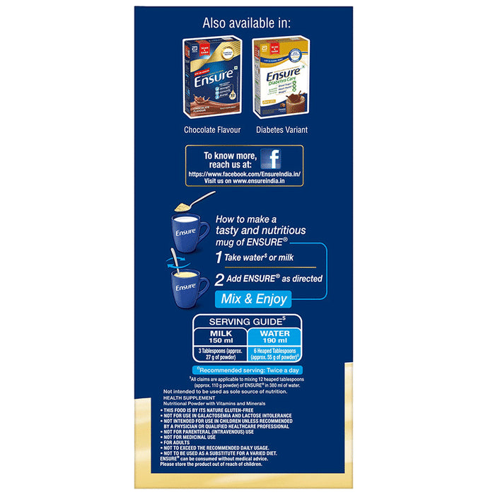 Ensure Powder Complete Balanced Drink for Adults | For Strength, Immunity & Energy | With Essential Vitamins | Nutrition Formula Vanilla