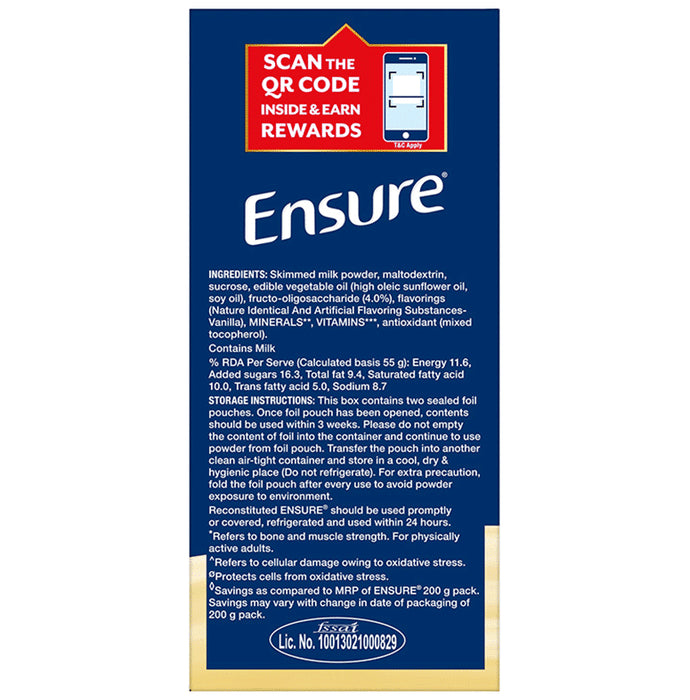 Ensure Powder Complete Balanced Drink for Adults | For Strength, Immunity & Energy | With Essential Vitamins | Nutrition Formula Vanilla