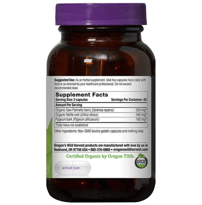 Oregon's Wild Harvest Saw Palmetto Pygeum Gelatin Capsule