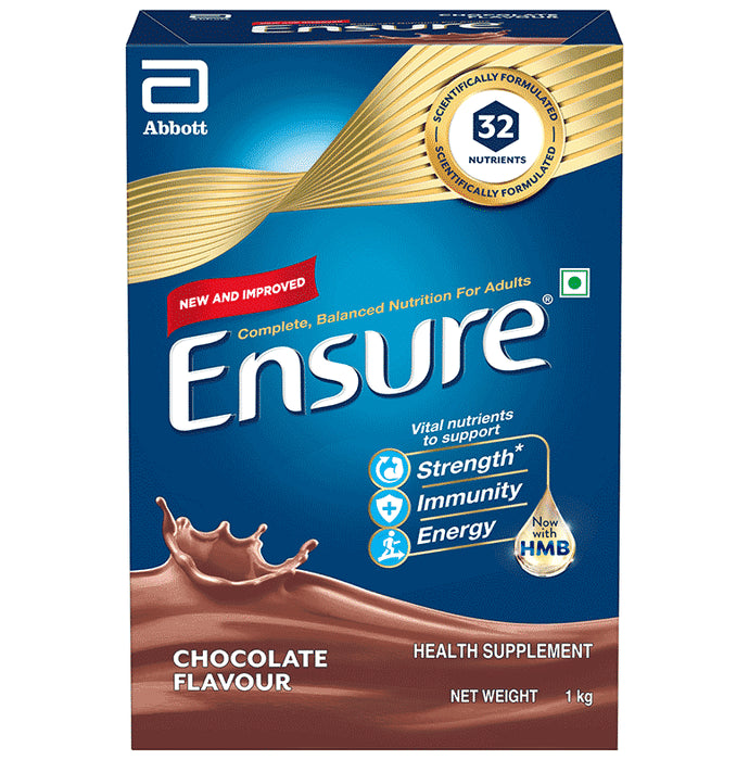 Ensure Powder Powder Complete Balanced Drink for Adults | For Strength, Immunity & Energy | With Essential Vitamins | Nutrition Formula Chocolate Refill - Classic Derma