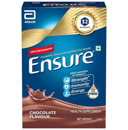 Ensure Powder Powder Complete Balanced Drink for Adults | For Strength, Immunity & Energy | With Essential Vitamins | Nutrition Formula Chocolate Refill - Classic Derma