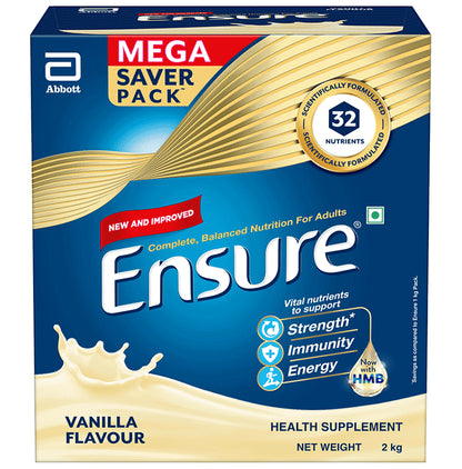 Ensure Powder Powder Complete Balanced Drink for Adults | For Strength, Immunity & Energy | With Essential Vitamins | Nutrition Formula Vanilla - Classic Derma