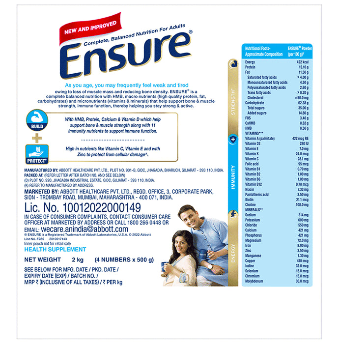 Ensure Powder Powder Complete Balanced Drink for Adults | For Strength, Immunity & Energy | With Essential Vitamins | Nutrition Formula Vanilla