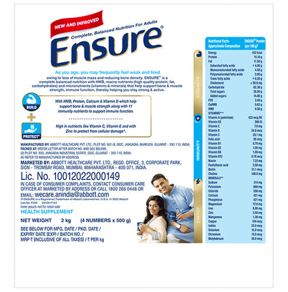 Ensure Powder Powder Complete Balanced Drink for Adults | For Strength, Immunity & Energy | With Essential Vitamins | Nutrition Formula Vanilla