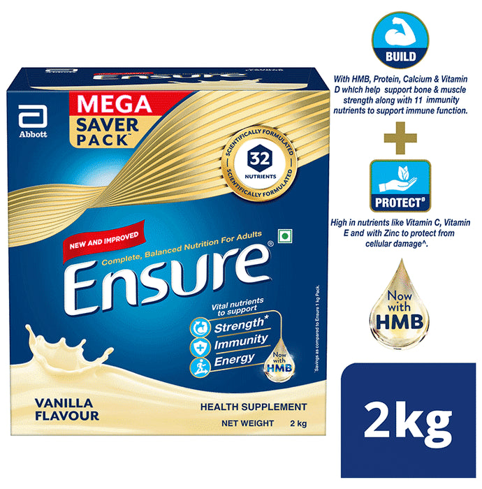 Ensure Powder Powder Complete Balanced Drink for Adults | For Strength, Immunity & Energy | With Essential Vitamins | Nutrition Formula Vanilla