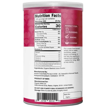 Organic Veda Beetroot Juice Powder