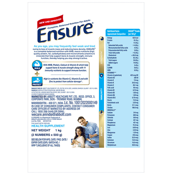 Ensure Powder Powder Complete Balanced Drink for Adults | For Strength, Immunity & Energy | With Essential Vitamins | Nutrition Formula Vanilla Refill