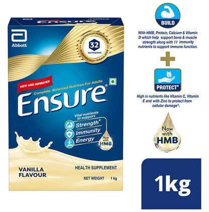 Ensure Powder Powder Complete Balanced Drink for Adults | For Strength, Immunity & Energy | With Essential Vitamins | Nutrition Formula Vanilla Refill