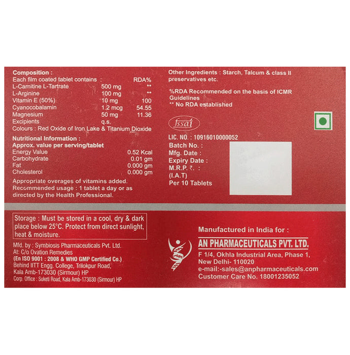 Maxnuron-LC Tablet with L-Carnitine, L-Arginine, Vitamin E, Cyanocobalamin and Magnesium