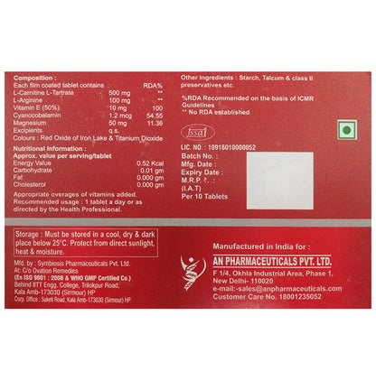 Maxnuron-LC Tablet with L-Carnitine, L-Arginine, Vitamin E, Cyanocobalamin and Magnesium