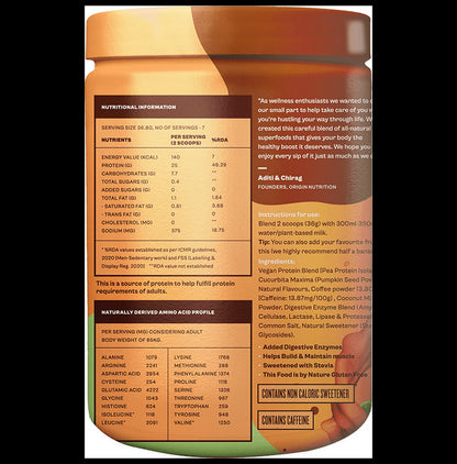 Origin Nutrition Vegan Plant Protein Powder Coffee Caramel