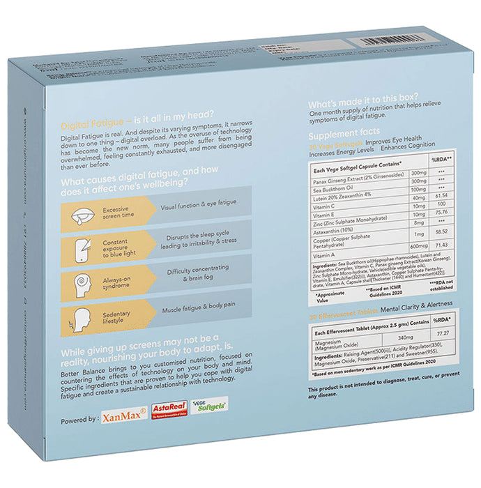 Origins Nutra Better Balance 30 Magnesium Effervescent Tablets & 30 Lutein, Zeaxathin & Astaxanthin Vege Softgel