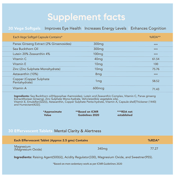 Origins Nutra Better Balance 30 Magnesium Effervescent Tablets & 30 Lutein, Zeaxathin & Astaxanthin Vege Softgel