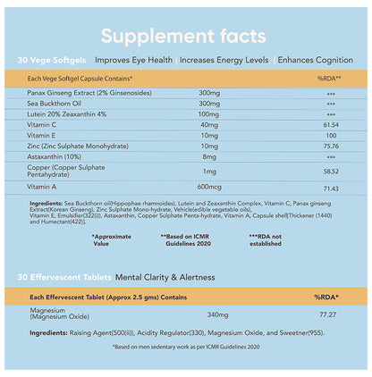 Origins Nutra Better Balance 30 Magnesium Effervescent Tablets & 30 Lutein, Zeaxathin & Astaxanthin Vege Softgel
