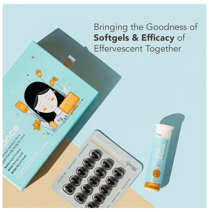 Origins Nutra Better Balance 30 Magnesium Effervescent Tablets & 30 Lutein, Zeaxathin & Astaxanthin Vege Softgel