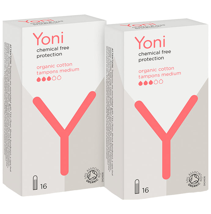 Yoni Organic Cotton Tampons Medium (16 Each) - Classic Derma