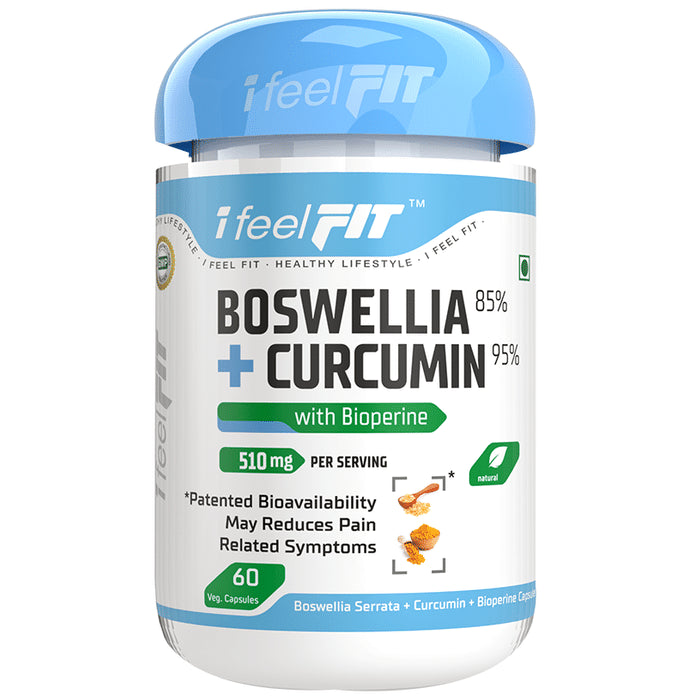 iFeelFIT Boswellia 85% + Curcumin 95% with Bioperine Veg. Capsule - Classic Derma