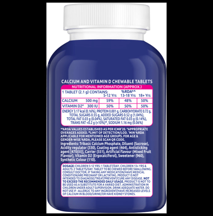 Ostocalcium Total Chewable Tablet with Vitamin D & Calcium | Supports Strong Bones, Joints & Muscles (Veg) | Flavour Mixed Fruit