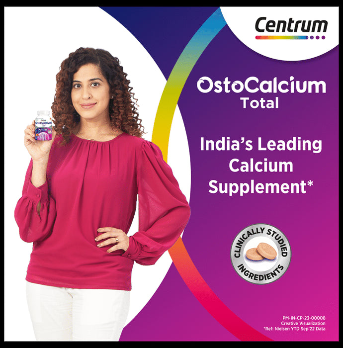 Ostocalcium Total Chewable Tablet with Vitamin D & Calcium | Supports Strong Bones, Joints & Muscles (Veg) | Flavour Mixed Fruit