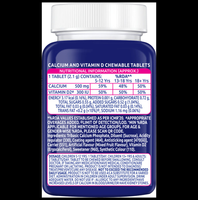 Ostocalcium Total Chewable Tablet with Vitamin D & Calcium | Supports Strong Bones, Joints & Muscles (Veg) | Flavour Mixed Fruit