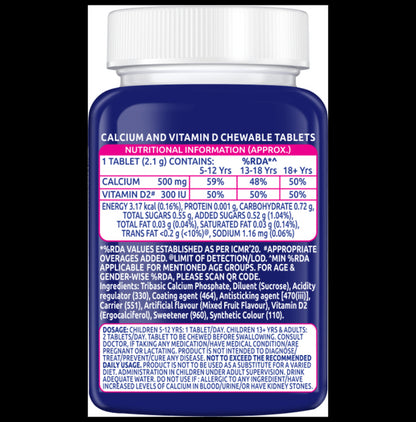 Ostocalcium Total Chewable Tablet with Vitamin D & Calcium | Supports Strong Bones, Joints & Muscles (Veg) | Flavour Mixed Fruit