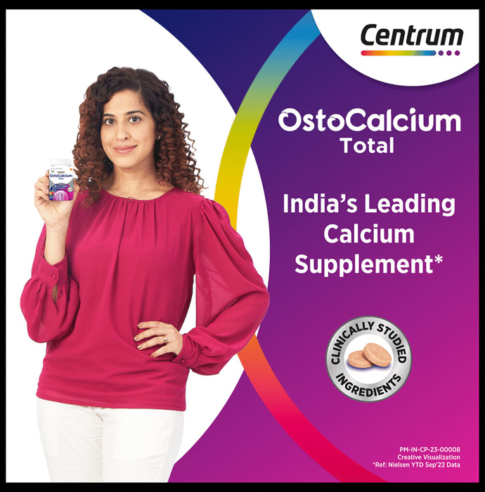 Ostocalcium Total Chewable Tablet with Vitamin D & Calcium | Supports Strong Bones, Joints & Muscles (Veg) | Flavour Mixed Fruit