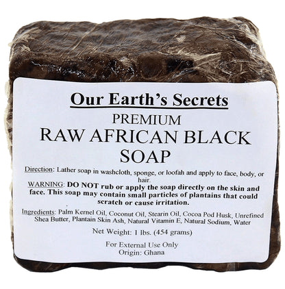 Our Earth's Secrets Premium Raw African Black Soap - Classic Derma