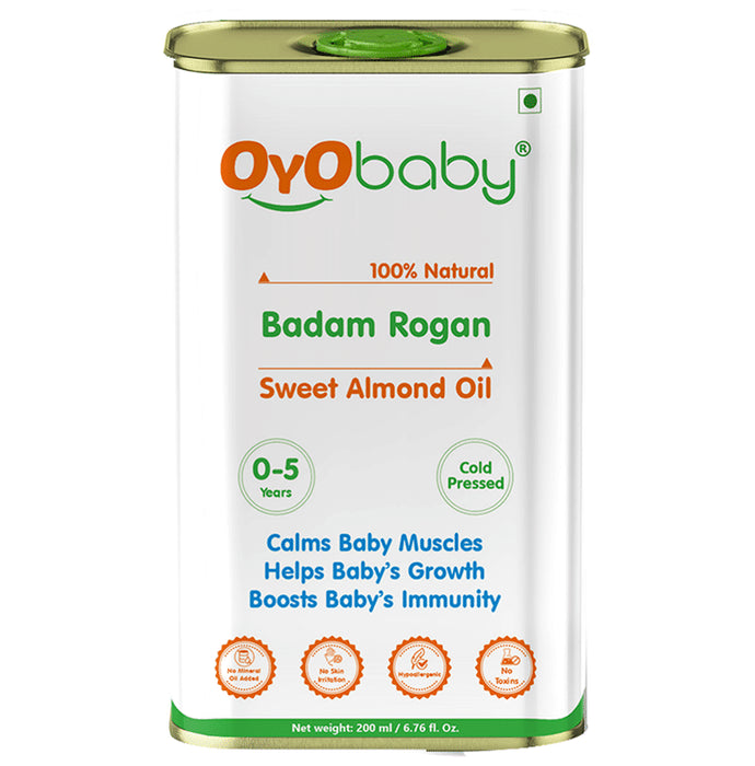 Oyo Baby 100% Natural Badam Rogan Sweet Almond Oil for 0 to 5 years - Classic Derma